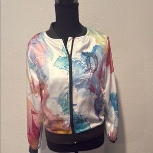 Disney Pink and Blue Bomber Jacket with Artistic Design